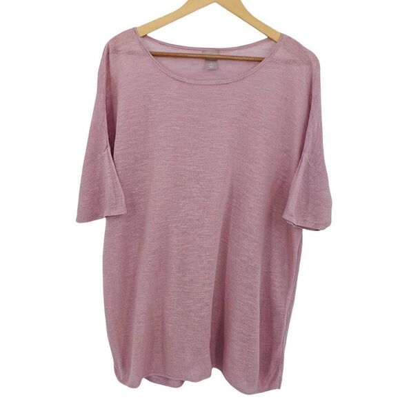 Chico’s dolman sleeve orchid pink popover linen blend sweater large - Picture 1 of 6